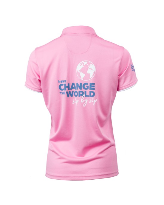Tricou Polo BWT "Change the World" dama roz, marimea 34